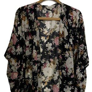 Davi & Dani Black with Floral Design Shrug Size L